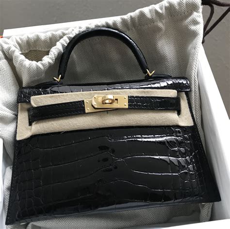 hermes kelly black croc